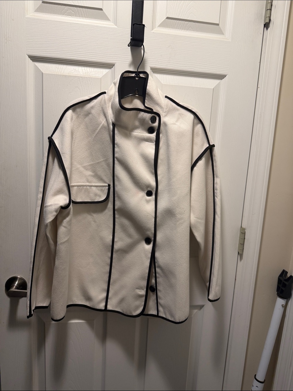 Style & Co. Cream Blazer with Black Trim
